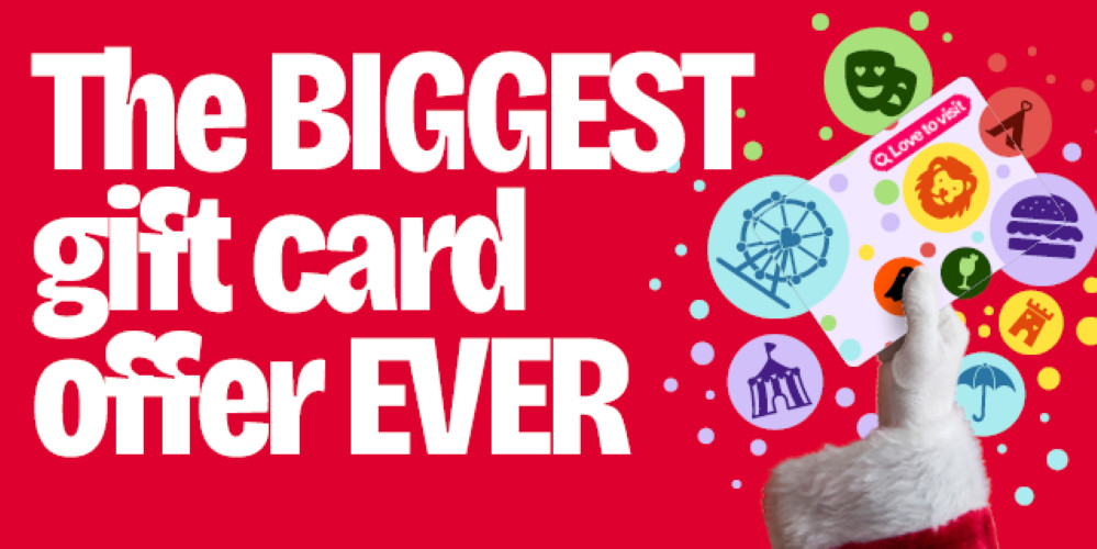 Lovetovisit gift card promo offer, spend £50 get £10 free