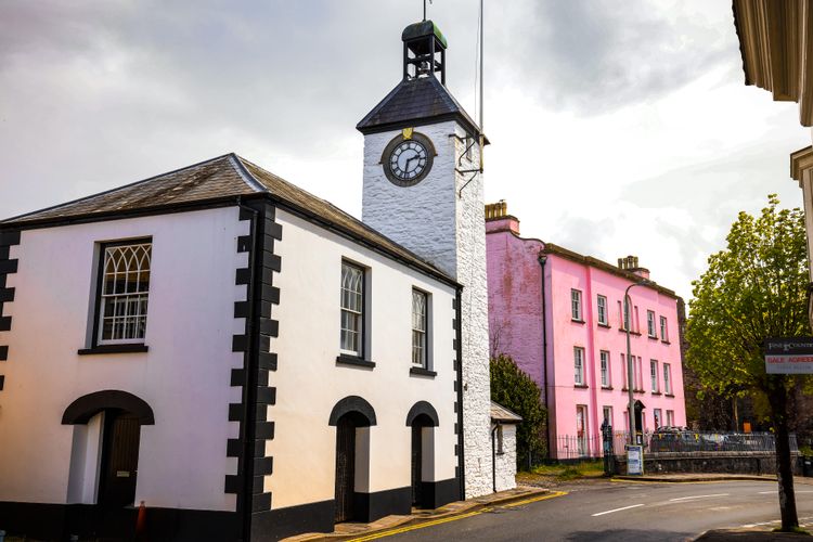 The town centre of Laugharne in Carmarthenshire